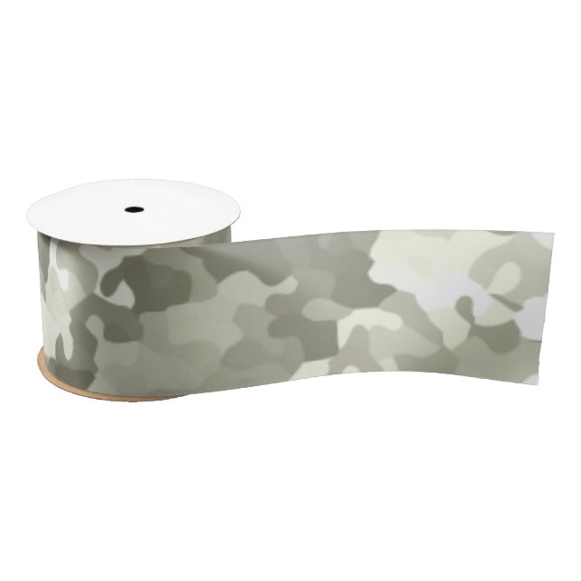 Gray Camouflage Pattern Satin Ribbon (Spool)
