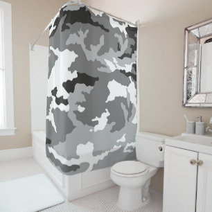 Gray camouflage pattern shower curtain