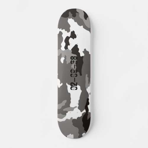 Gray camouflage pattern skateboard