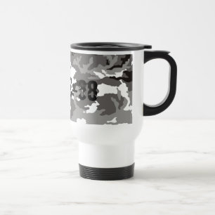 Gray camouflage pattern travel mug
