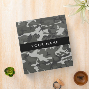 Gray Camouflage Pattern, Your name, Personalize 3 Ring Binder
