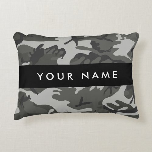 Gray Camouflage Pattern Your name Personalize Accent Pillow