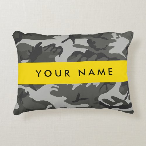 Gray Camouflage Pattern Your name Personalize Accent Pillow