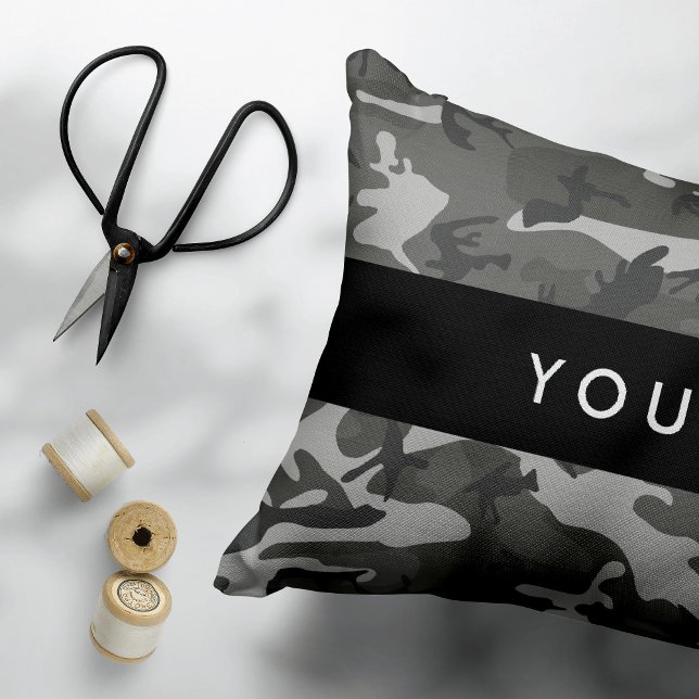 Gray Camouflage Pattern, Your name, Personalize Accent Pillow (Creator Uploaded)