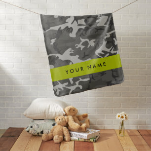 Gray Camouflage Pattern, Your name, Personalize Baby Blanket