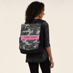 Gray Camouflage Pattern, Your name, Personalize Backpack