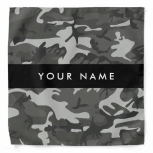Gray Camouflage Pattern, Your name, Personalize Bandana