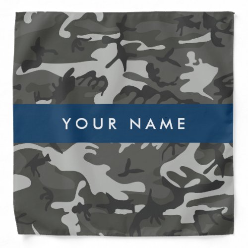 Gray Camouflage Pattern Your name Personalize Bandana