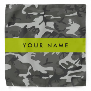 Gray Camouflage Pattern, Your name, Personalize Bandana