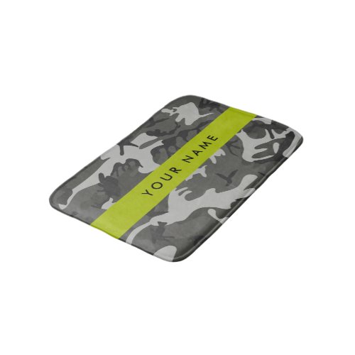Gray Camouflage Pattern Your name Personalize Bath Mat