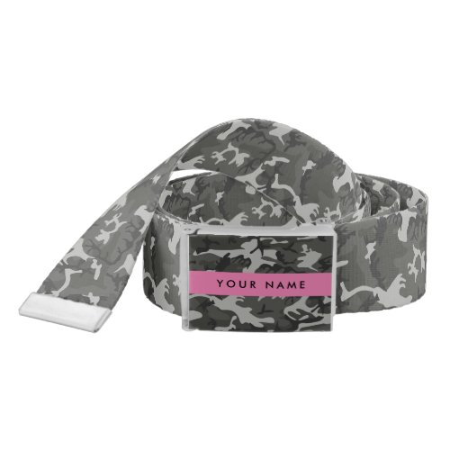 Gray Camouflage Pattern Your name Personalize Belt