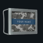 Gray Camouflage Pattern, Your name, Personalize Belt Buckle<br><div class="desc">Elegant,  stylish and sophisticated camouflage pattern in gray color. Modern and trendy gift,  perfect for the military lover in your life. Personalize by adding your name,  nickname,  monogram or initials.</div>