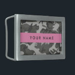 Gray Camouflage Pattern, Your name, Personalize Belt Buckle<br><div class="desc">Elegant,  stylish and sophisticated camouflage pattern in gray color. Modern and trendy gift,  perfect for the military lover in your life. Personalize by adding your name,  nickname,  monogram or initials.</div>