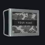 Gray Camouflage Pattern, Your name, Personalize Belt Buckle<br><div class="desc">Elegant,  stylish and sophisticated camouflage pattern in gray color. Modern and trendy gift,  perfect for the military lover in your life. Personalize by adding your name,  nickname,  monogram or initials.</div>