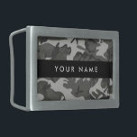 Gray Camouflage Pattern, Your name, Personalize Belt Buckle<br><div class="desc">Elegant,  stylish and sophisticated camouflage pattern in gray color. Modern and trendy gift,  perfect for the military lover in your life. Personalize by adding your name,  nickname,  monogram or initials.</div>