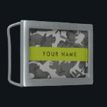 Gray Camouflage Pattern, Your name, Personalize Belt Buckle<br><div class="desc">Elegant,  stylish and sophisticated camouflage pattern in gray color. Modern and trendy gift,  perfect for the military lover in your life. Personalize by adding your name,  nickname,  monogram or initials.</div>