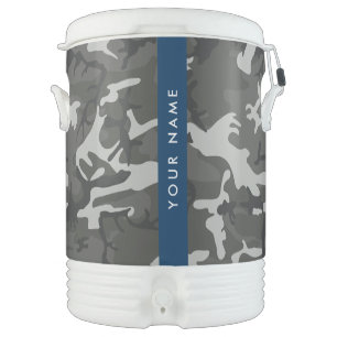 Gray Camouflage Pattern, Your name, Personalize Beverage Cooler