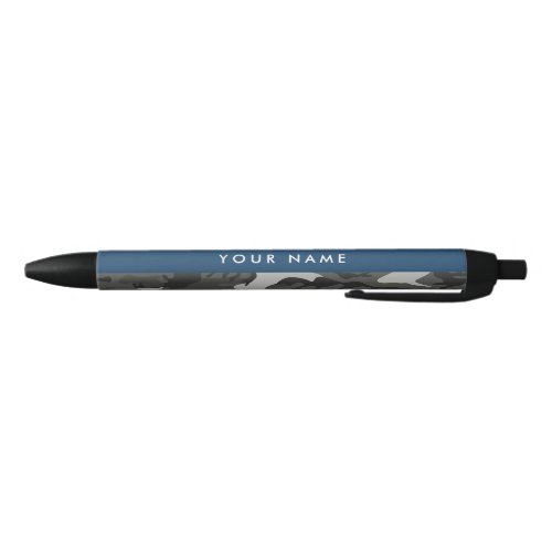 Gray Camouflage Pattern Your name Personalize Black Ink Pen