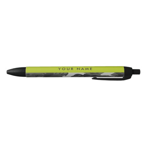 Gray Camouflage Pattern Your name Personalize Black Ink Pen