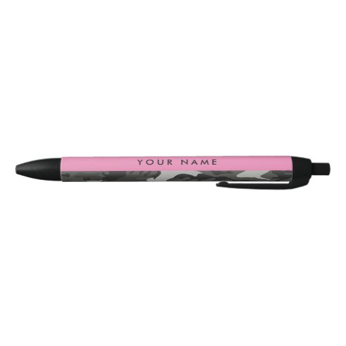 Gray Camouflage Pattern Your name Personalize Black Ink Pen