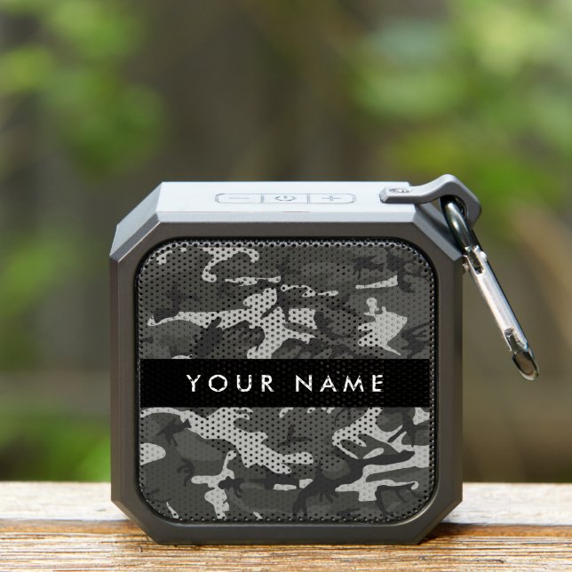 Gray Camouflage Pattern, Your name, Personalize Bluetooth Speaker (Insitu(Outdoor))
