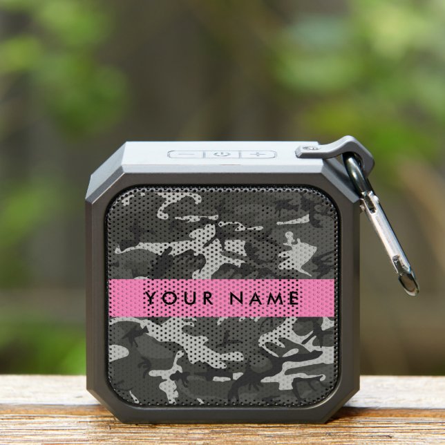 Gray Camouflage Pattern, Your name, Personalize Bluetooth Speaker (Insitu(Outdoor))