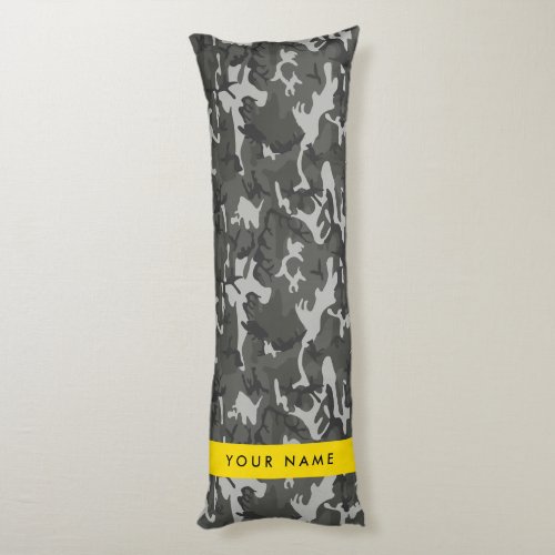 Gray Camouflage Pattern Your name Personalize Body Pillow