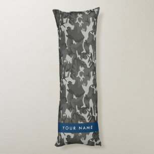 Gray Camouflage Pattern, Your name, Personalize Body Pillow
