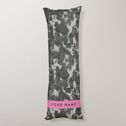 Gray Camouflage Pattern Your name Personalize Body Pillow