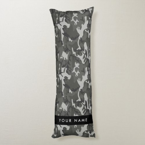Gray Camouflage Pattern Your name Personalize Body Pillow