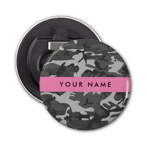 Gray Camouflage Pattern Your name Personalize Bottle Opener