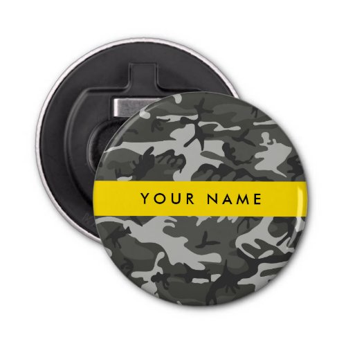 Gray Camouflage Pattern Your name Personalize Bottle Opener