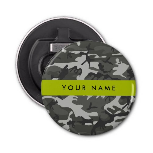 Gray Camouflage Pattern Your name Personalize Bottle Opener