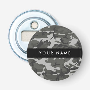 Gray Camouflage Pattern, Your name, Personalize Bottle Opener
