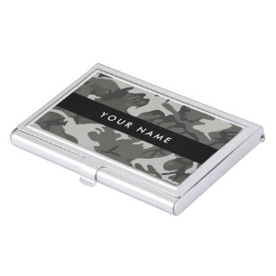 Gray Camouflage Pattern, Your name, Personalize Business Card Case