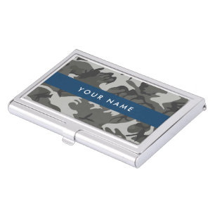 Gray Camouflage Pattern, Your name, Personalize Business Card Case