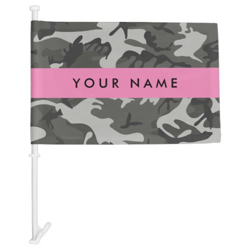 Gray Camouflage Pattern Your name Personalize Car Flag