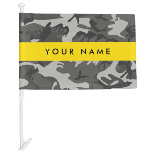 Gray Camouflage Pattern Your name Personalize Car Flag