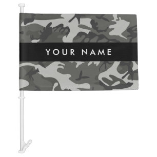 Gray Camouflage Pattern, Your name, Personalize Car Flag
