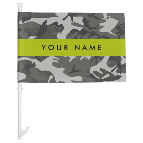 Gray Camouflage Pattern Your name Personalize Car Flag