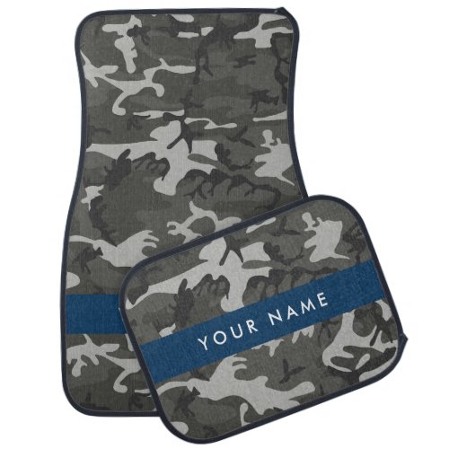 Gray Camouflage Pattern Your name Personalize Car Floor Mat