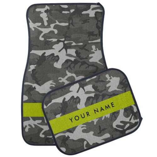 Gray Camouflage Pattern Your name Personalize Car Floor Mat