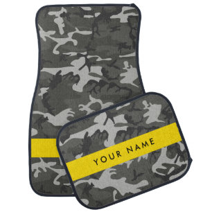 Gray Camouflage Pattern, Your name, Personalize Car Floor Mat