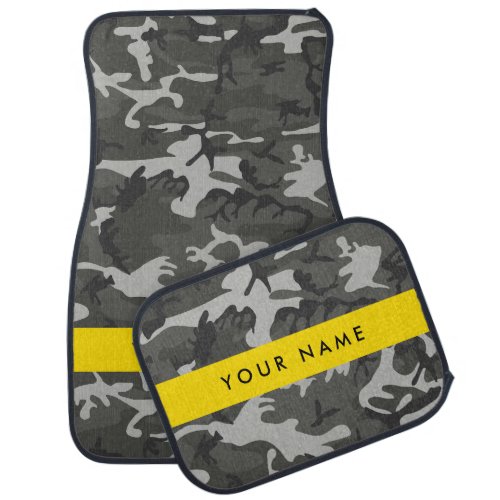 Gray Camouflage Pattern Your name Personalize Car Floor Mat