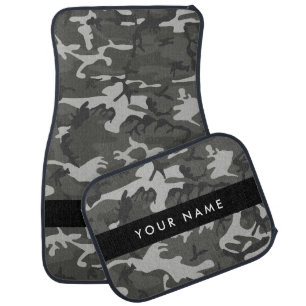 Gray Camouflage Pattern, Your name, Personalize Car Floor Mat