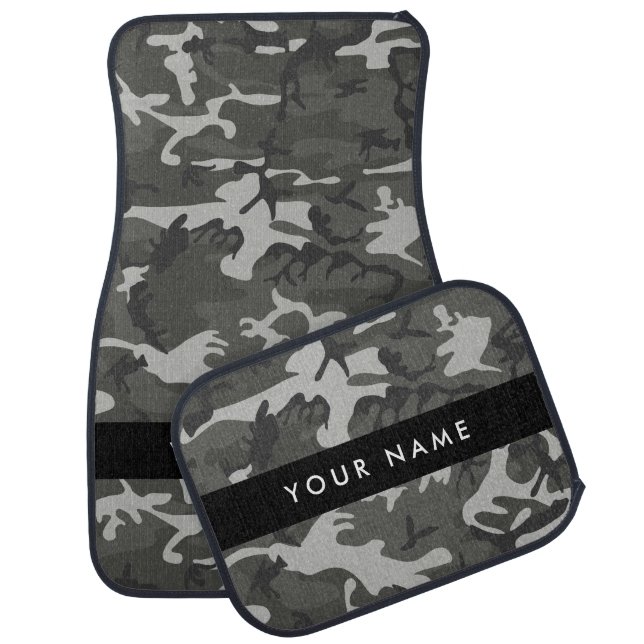 Gray Camouflage Pattern, Your name, Personalize Car Floor Mat (Set)