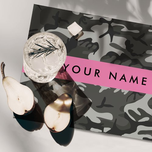 Gray Camouflage Pattern Your name Personalize Cloth Placemat