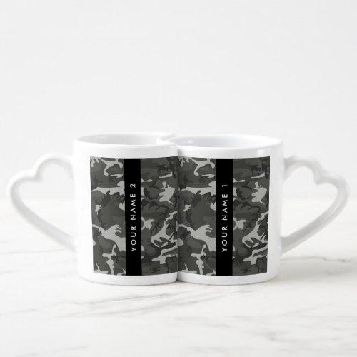 Gray Camouflage Pattern Your name Personalize Coffee Mug Set