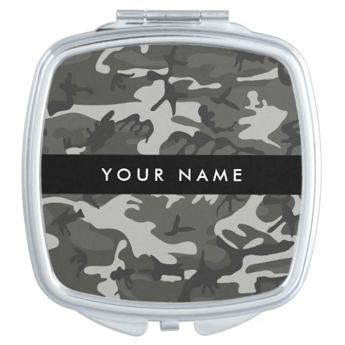 Gray Camouflage Pattern Your name Personalize Compact Mirror