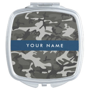 Gray Camouflage Pattern, Your name, Personalize Compact Mirror